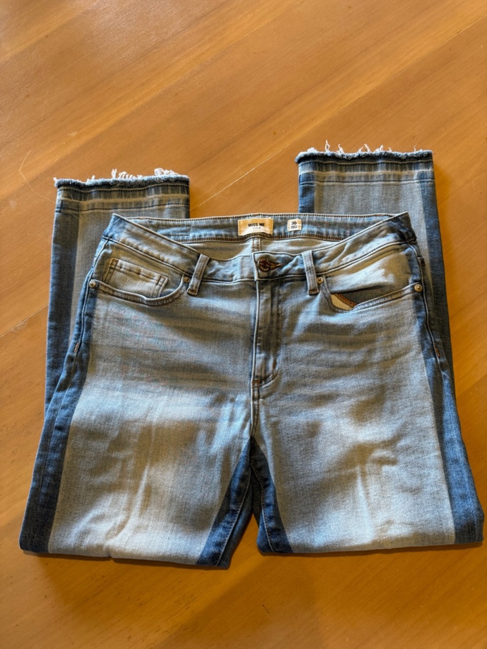 Miss Me Two-Tone Light and Dark Blue Jeans